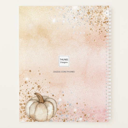 Roos gouden pompoen familie maaltijd planner (Achterkant)