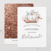 Roos gouden pompoen herfst bruiloft bruidsmeisje v kaart (Voorkant / Achterkant)