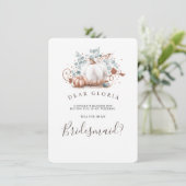 Roos gouden pompoen herfst bruiloft bruidsmeisje v kaart (Staand voorkant)