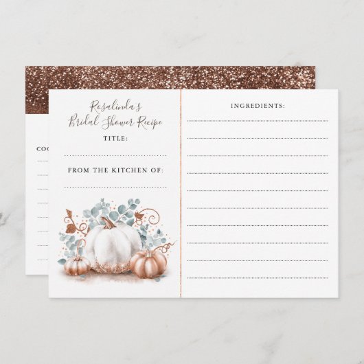 Roos gouden pompoen Herfst Vrijgezellenfeest recep Informatiekaartje (Voorkant / Achterkant)