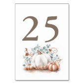 Roos gouden pompoen val bruiloft tafel nummer Kaar Kaart (Achterkant)