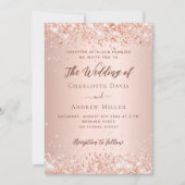 Roos gouden QR code RSVP details bruiloft Kaart (Voorkant)