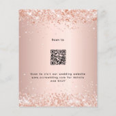 Roos gouden QR-code RSVP details bruiloft uitnodig (Achterkant)
