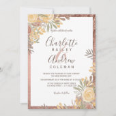 Roos gouden rand terracotta bloemenfoto bruiloft kaart (Voorkant)