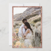 Roos gouden rand terracotta bloemenfoto bruiloft kaart (Achterkant)