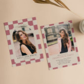 Roos gouden retro geruit boog foto Afstuderen Kaart