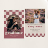 Roos gouden retro geruit boog foto Afstuderen Kaart