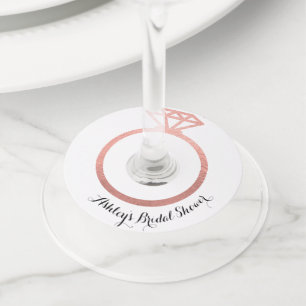 Roos gouden ring vrijgezellenfeest wijnglaslabel