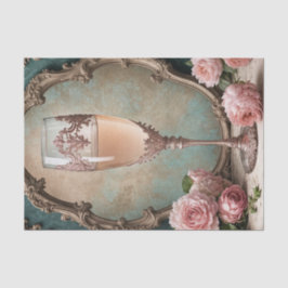 Roos Gouden Rococo Franse Champagne Glas Decoupage Tissuepapier