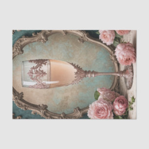 Roos Gouden Rococo Franse Champagne Glas Decoupage Tissuepapier