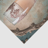 Roos Gouden Rococo Franse Champagne Glas Decoupage Tissuepapier (Detail)