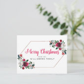 Roos Gouden Rode Bloem Gepersonaliseerd Vrolijk Ke Feestdagenkaart (Staand voorkant)