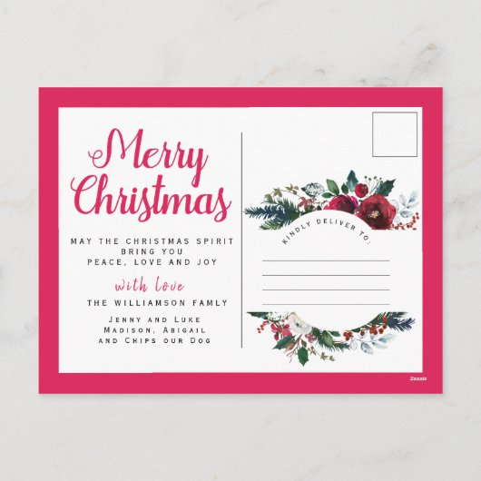 Roos Gouden Rode Bloem Gepersonaliseerd Vrolijk Ke Feestdagenkaart (Achterkant)