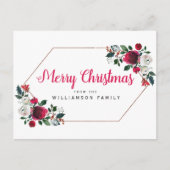 Roos Gouden Rode Bloem Gepersonaliseerd Vrolijk Ke Feestdagenkaart (Voorkant)