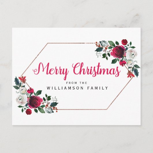 Roos Gouden Rode Bloem Gepersonaliseerd Vrolijk Ke Feestdagenkaart (Voorkant)