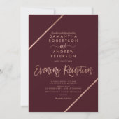 Roos gouden rode typografie avond bruiloft kaart (Voorkant)