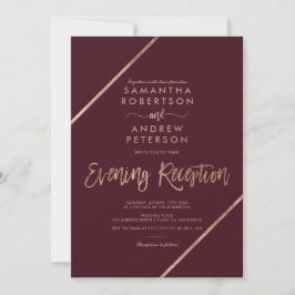 Roos gouden rode typografie avond bruiloft kaart