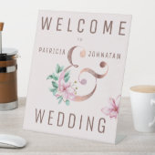 Roos gouden roze ampersand welkom trouwteken reclamebord met voetstuk (Insitu)