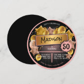 ROOS GOUDEN ROZE Ballonnen 50ste 60ste Verjaardag Kaart (Voorkant / Achterkant)