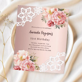 Roos gouden roze bloemblaadjes kant verjaardagsuit