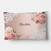 Roos gouden roze bloemen kant etui (Achterkant)