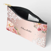 Roos gouden roze bloemen kant etui (Open)