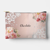 Roos gouden roze bloemen kant etui (Voorkant)