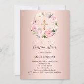 Roos gouden roze bloemen kruis Bevestiging Kaart (Voorkant)