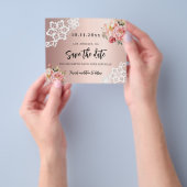 Roos gouden roze bloemen verjaardag Save the Date Flyer (Hand)