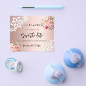 Roos gouden roze bloemen verjaardag Save the Date Flyer (Enkel)