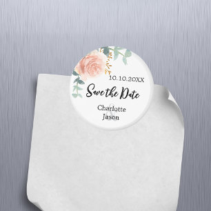 Roos gouden roze bloemenbruiloft save the date magneet