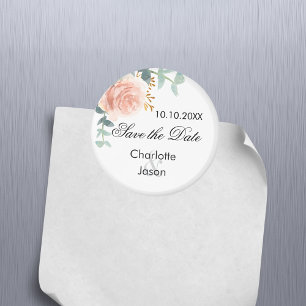 Roos gouden roze bloemenbruiloft save the date magneet