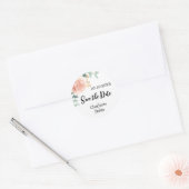 Roos gouden roze bloemenbruiloft save the date ronde sticker (Envelop)