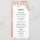 Roos gouden roze blush waterverf bruiloft menu (Voorkant / Achterkant)