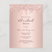 Roos gouden roze druppels bruids doucheuitnodiging briefkaart (Voorkant)