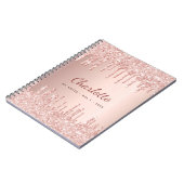 Roos gouden roze druppels naam notitieboek (Linkerzijde)