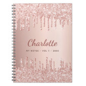 Roos gouden roze druppels naam notitieboek (Voorkant)