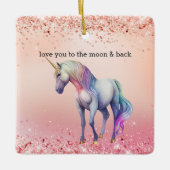 Roos Gouden Roze Eenhoorn Sparkle Keramisch Ornament (Voorkant)