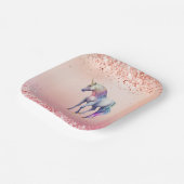 Roos Gouden Roze Eenhoorn Sparkle Papieren Bordje (Gebogen)