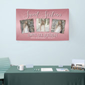 Roos Gouden Roze Folie Fotocollage 16e Verjaardag Spandoek (Beurs)