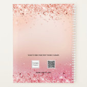Roos gouden roze glitter ballet dans monogram 2025 planner (Achterkant)
