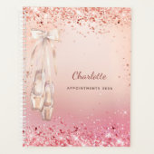 Roos gouden roze glitter ballet dans monogram 2025 planner (Voorkant)