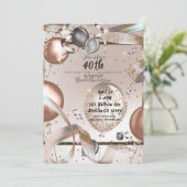 Roos Gouden Roze Glitter Ballonnen 40e Verjaardag Kaart (Staand voorkant)