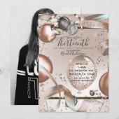 Roos Gouden Roze Glitter Ballonnen Verjaardagsfoto Kaart (Voorkant / Achterkant)