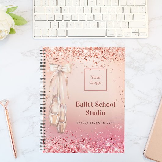 Roos gouden roze glitter dansschool logo 2024 planner