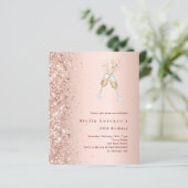 Roos gouden roze juichen verjaardagsuitnodiging (Staand voorkant)