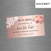 Roos gouden roze kant verjaardag Save the Date mag
