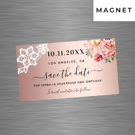 Roos gouden roze kant verjaardag Save the Date mag