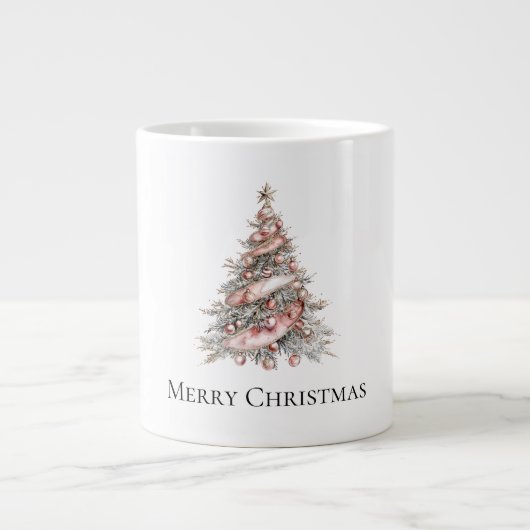 Roos Gouden Roze Kerstboom Grote Koffiekop (Voorkant)