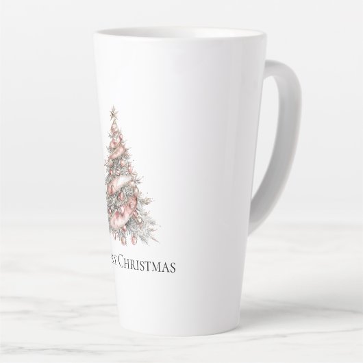 Roos Gouden Roze Kerstboom Latte Mok (Rechterhoek)